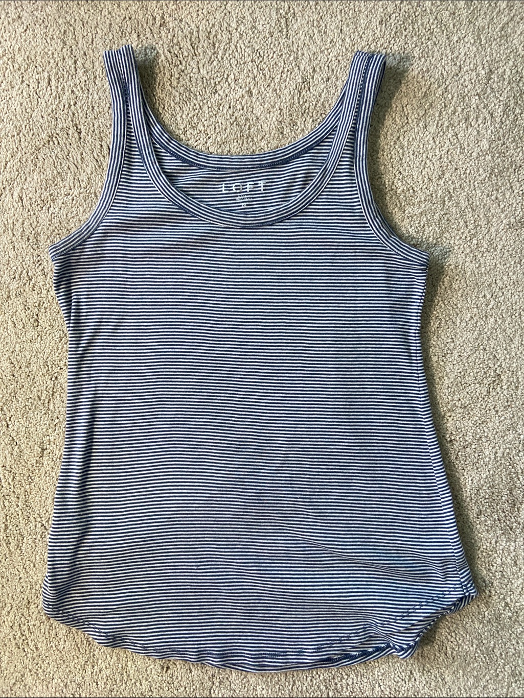 Loft Navy & White Striped Scoop Neck Tank